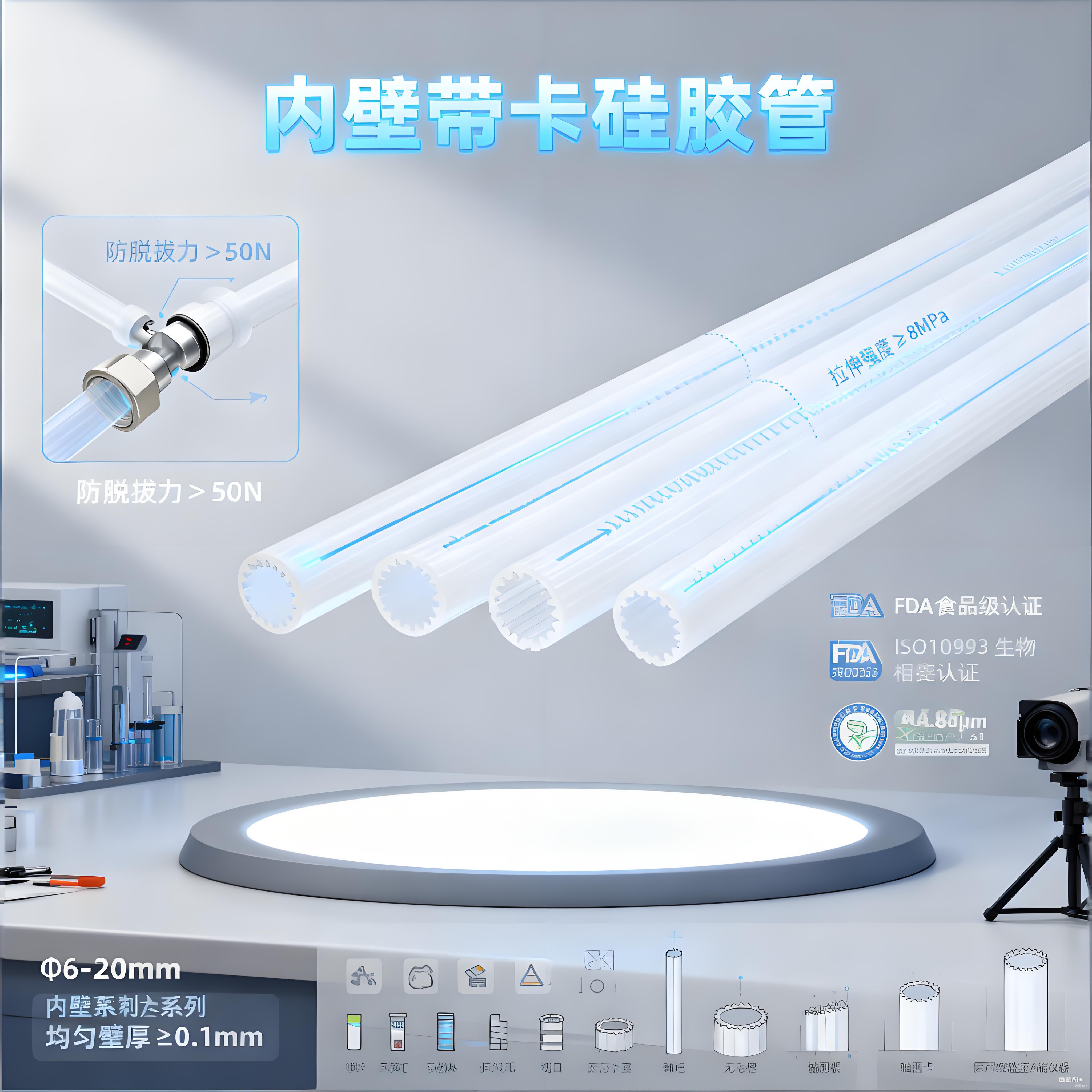 內壁帶卡矽膠管