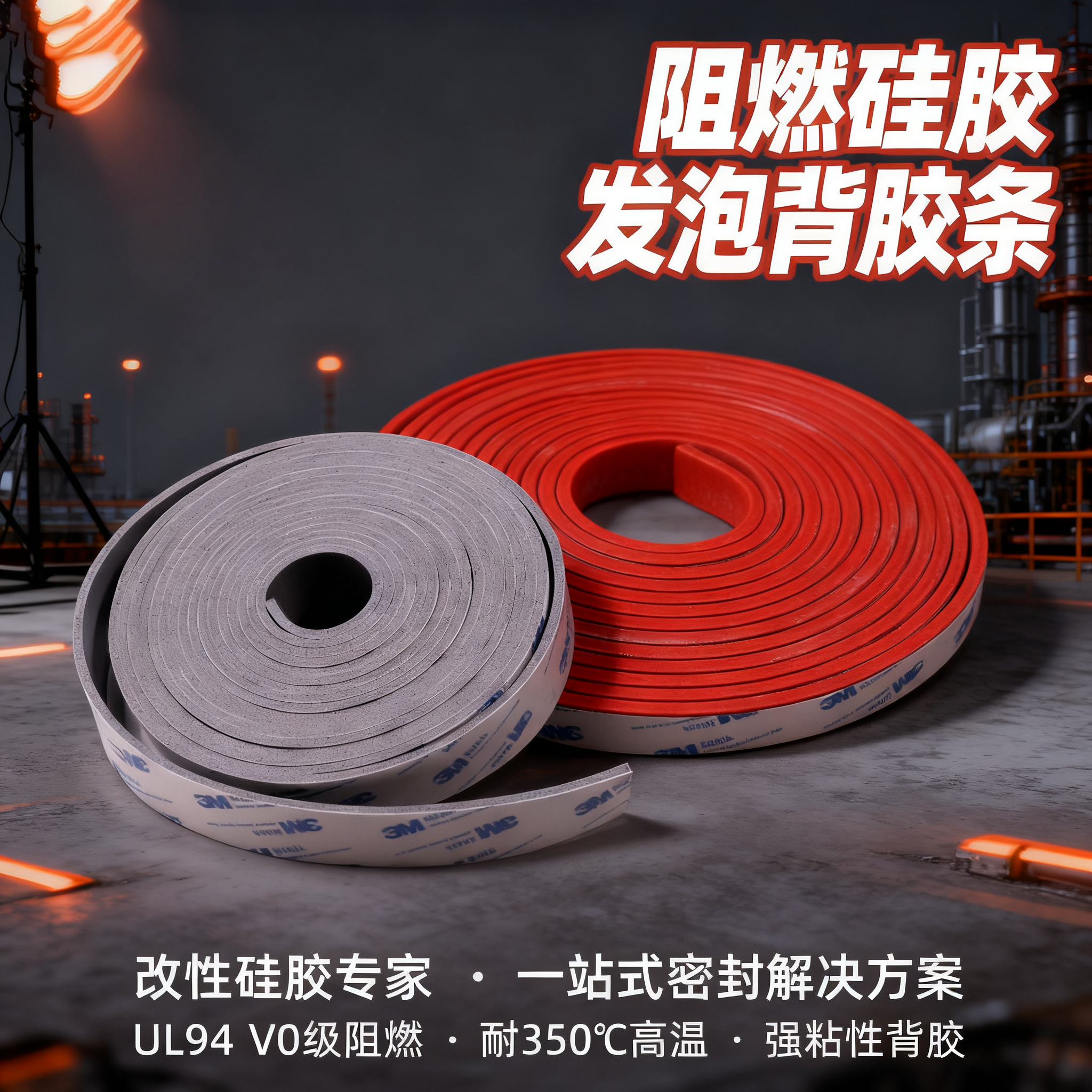 阻燃矽膠發泡背（bèi）膠條